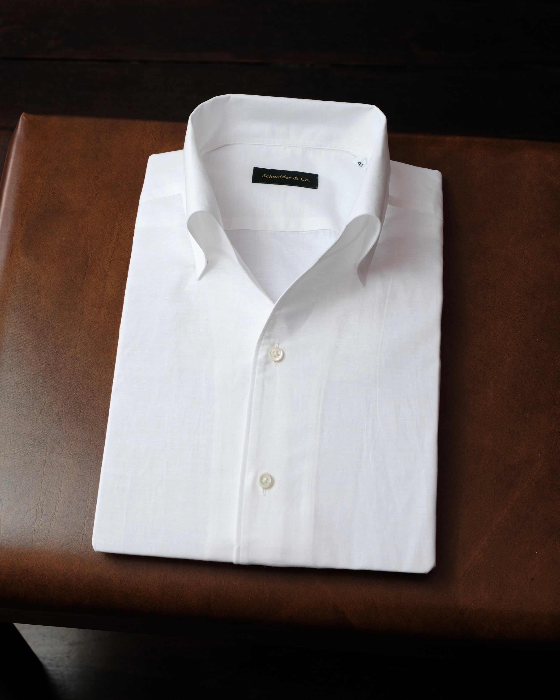 Cotton/Linen One-piece Collar Shirt - White