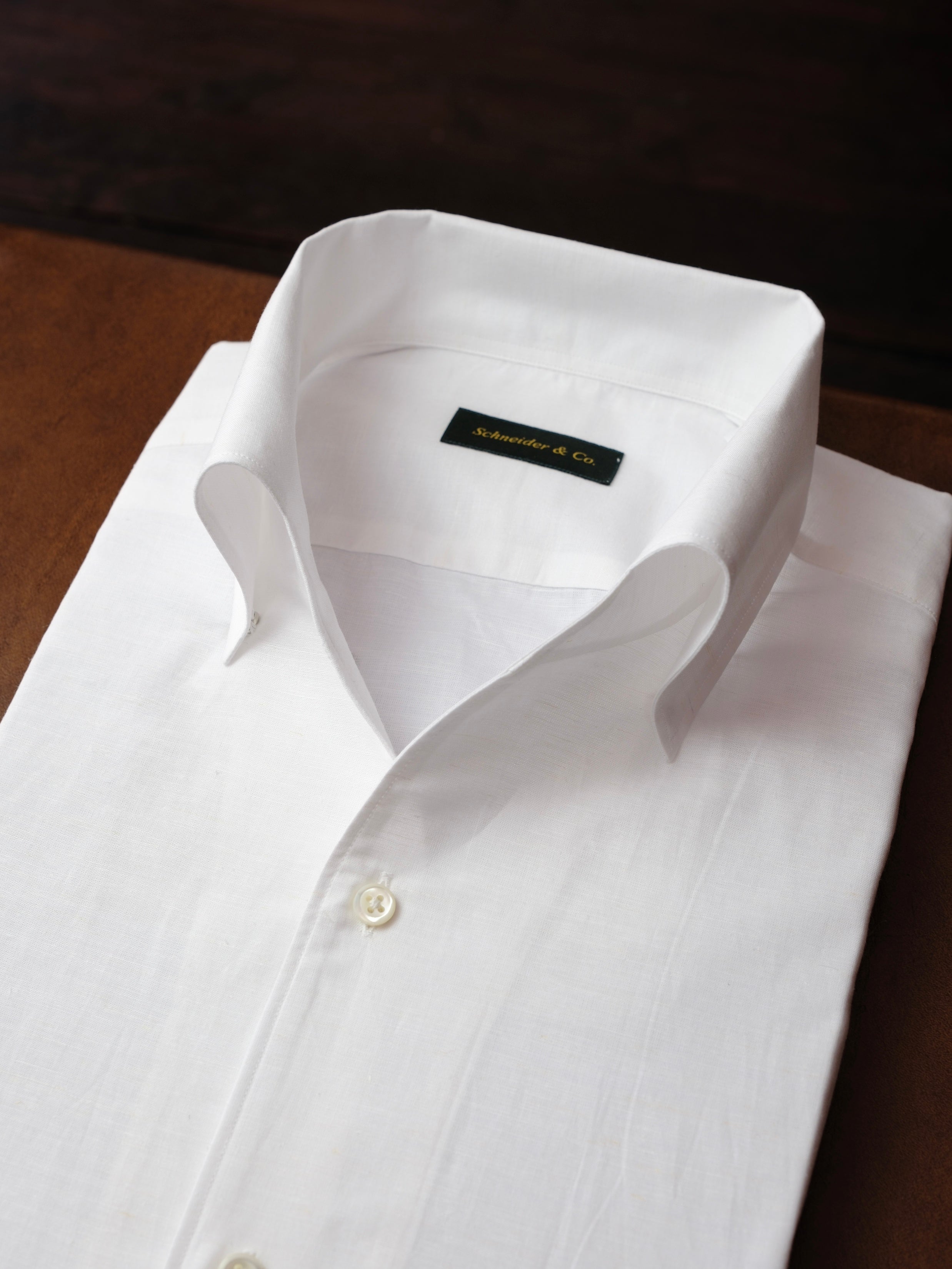 Cotton/Linen One-piece Collar Shirt - White