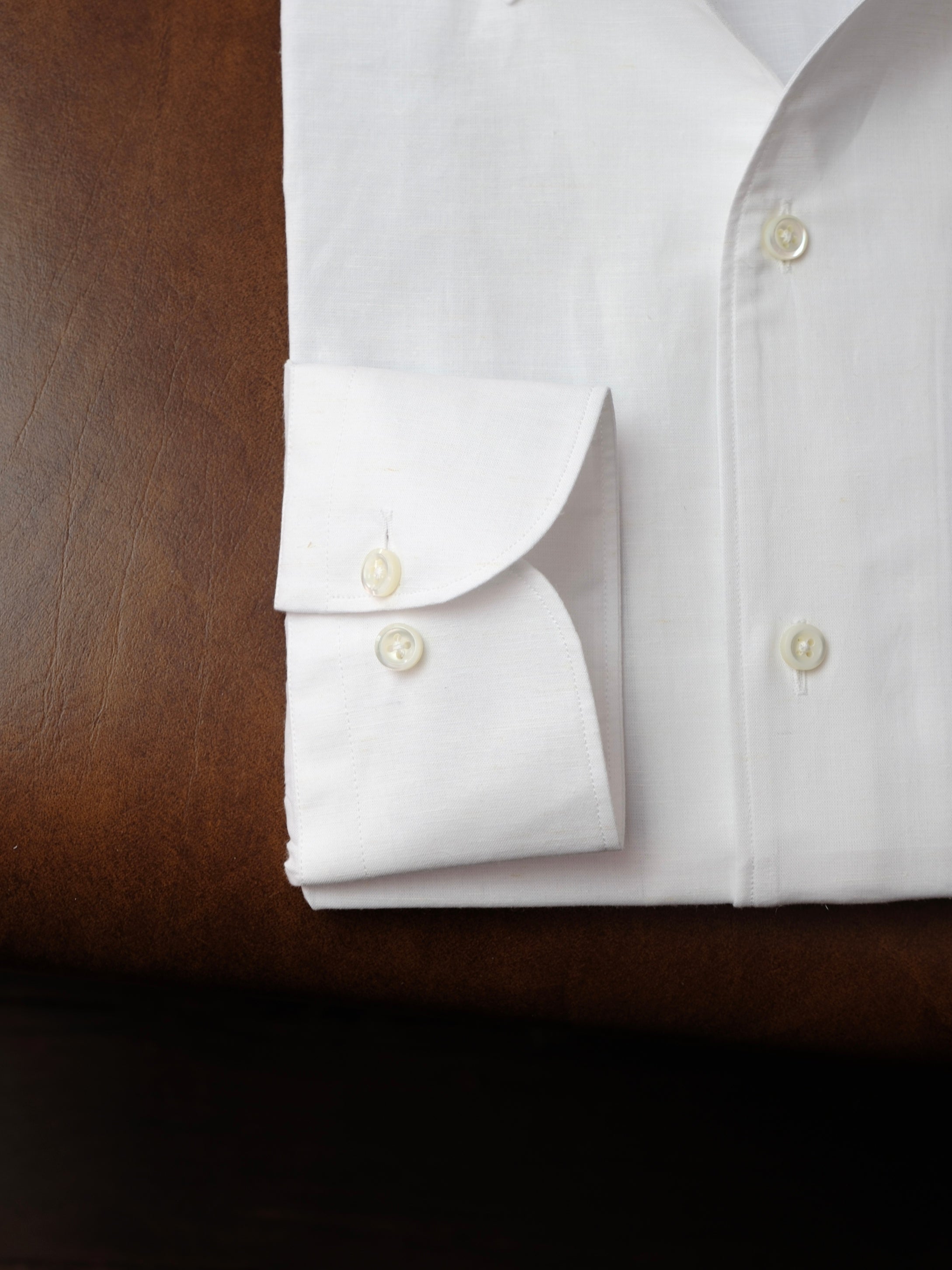 Cotton/Linen One-piece Collar Shirt - White