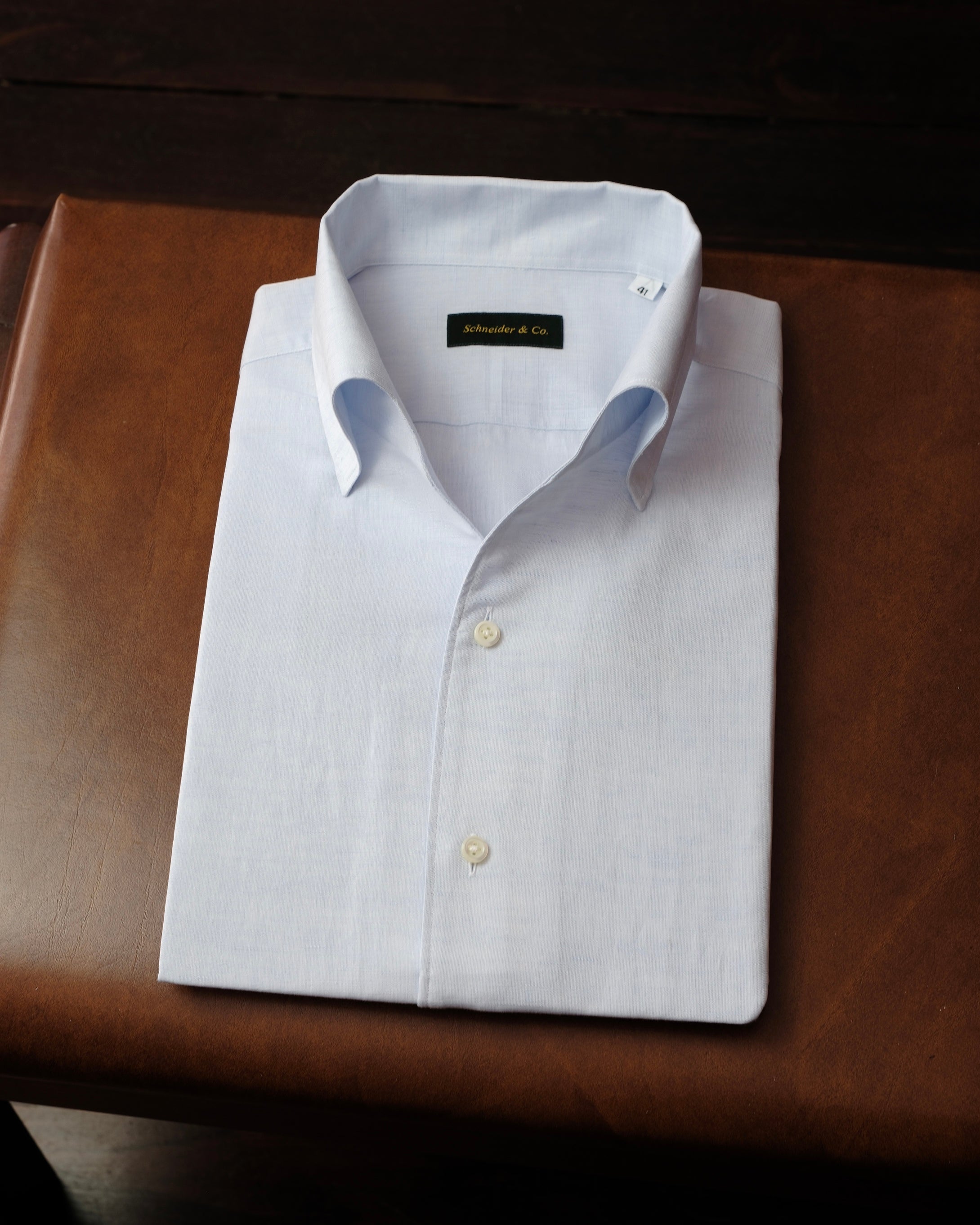 Cotton/Linen One-piece Collar Shirt - Blue