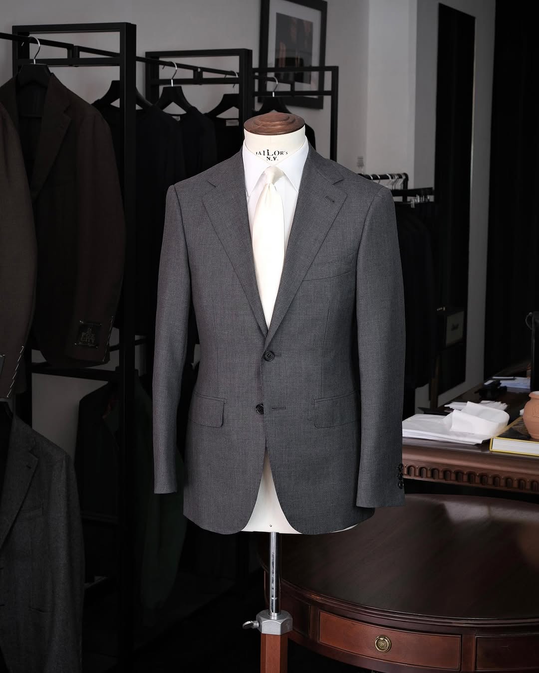 Wool Single Breasted Suit - Grey