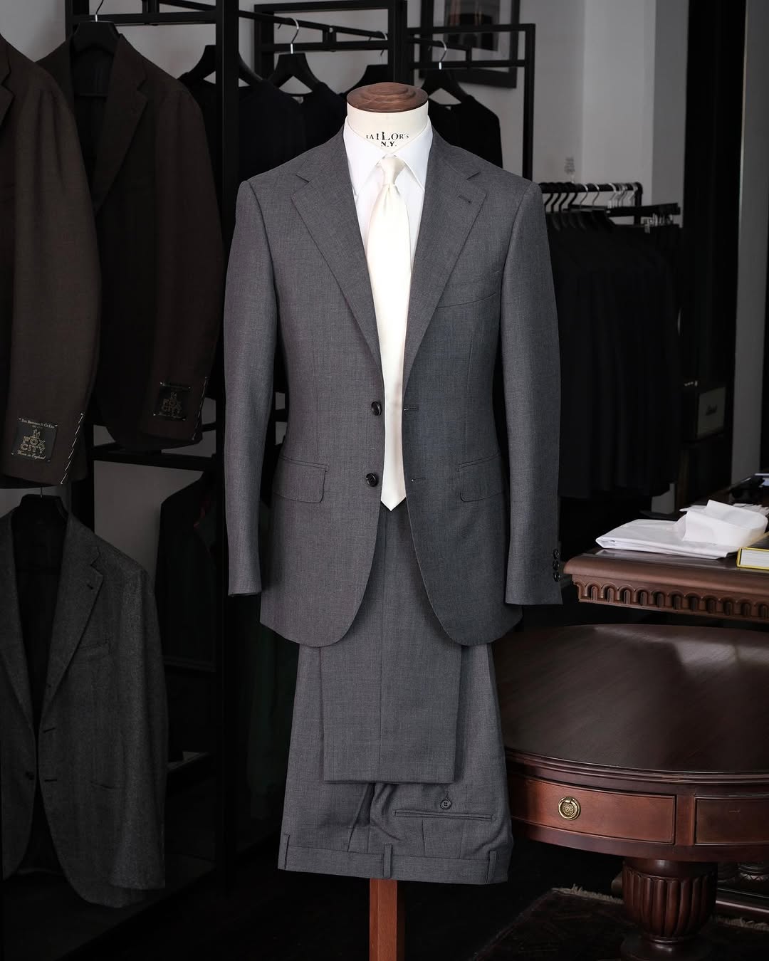 Wool Single Breasted Suit - Grey