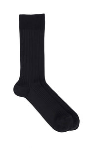 Rib Calf Length Socks Black