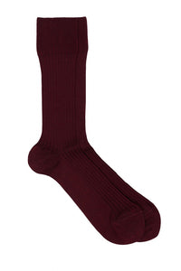 Rib Calf Length Socks Burgundy