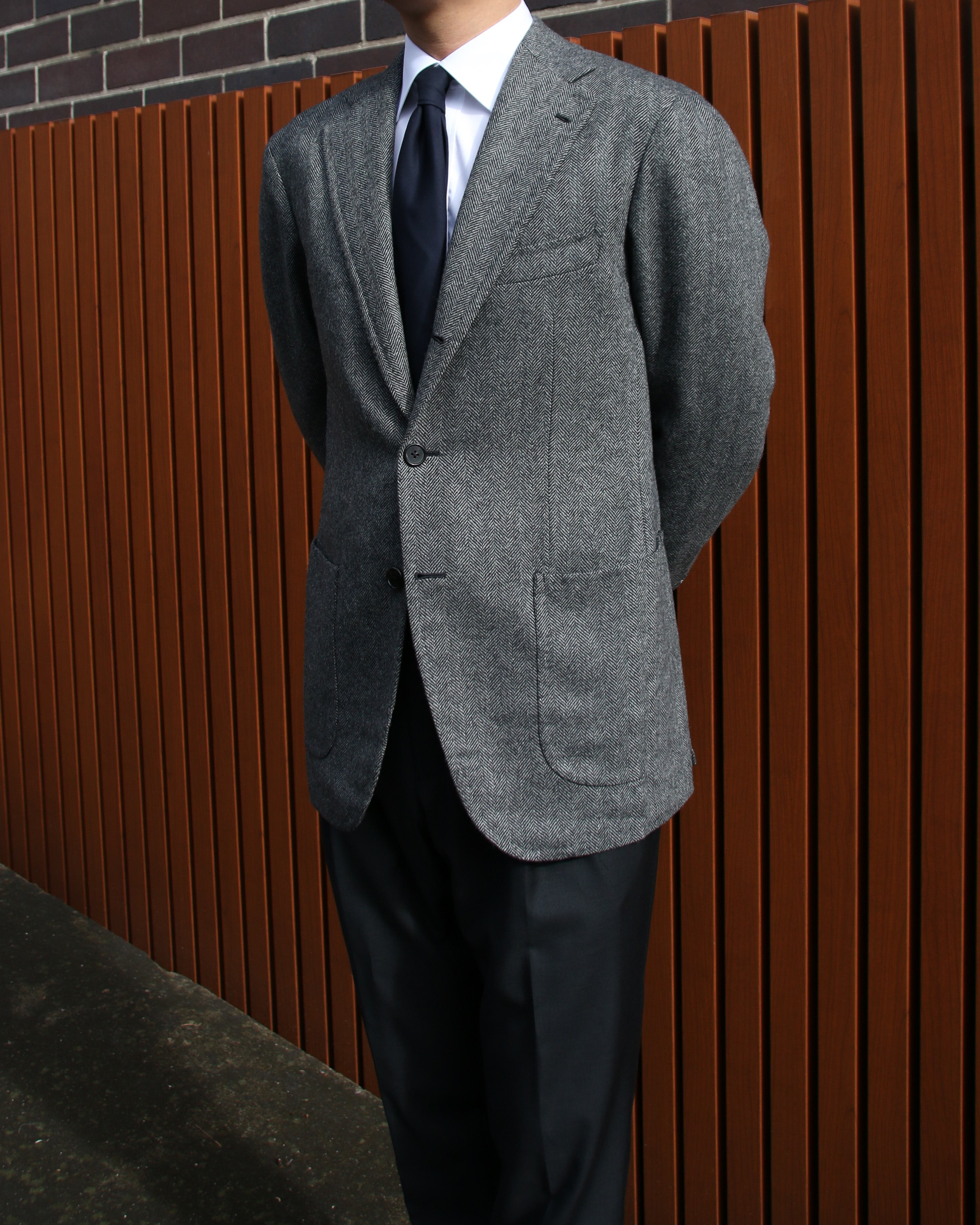 Grey Wool Herringbone Sport Coat