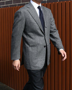 Grey Wool Herringbone Sport Coat