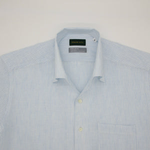 Blue Stripe Linen One-piece Collar Shirt