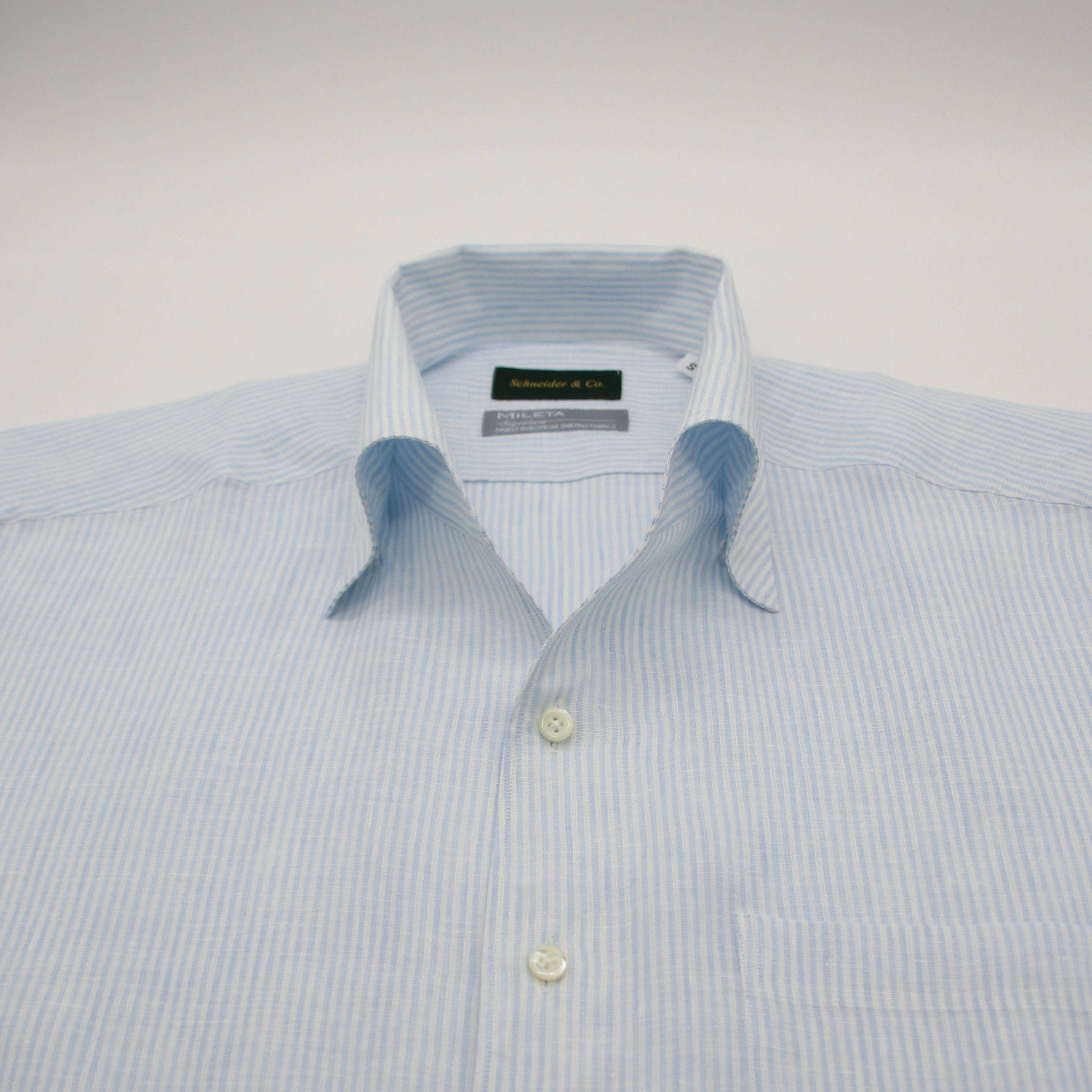 Blue Stripe Linen One-piece Collar Shirt