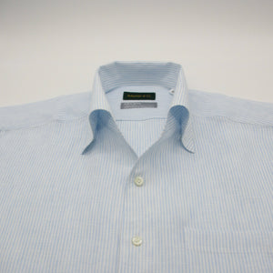 Blue Stripe Linen One-piece Collar Shirt