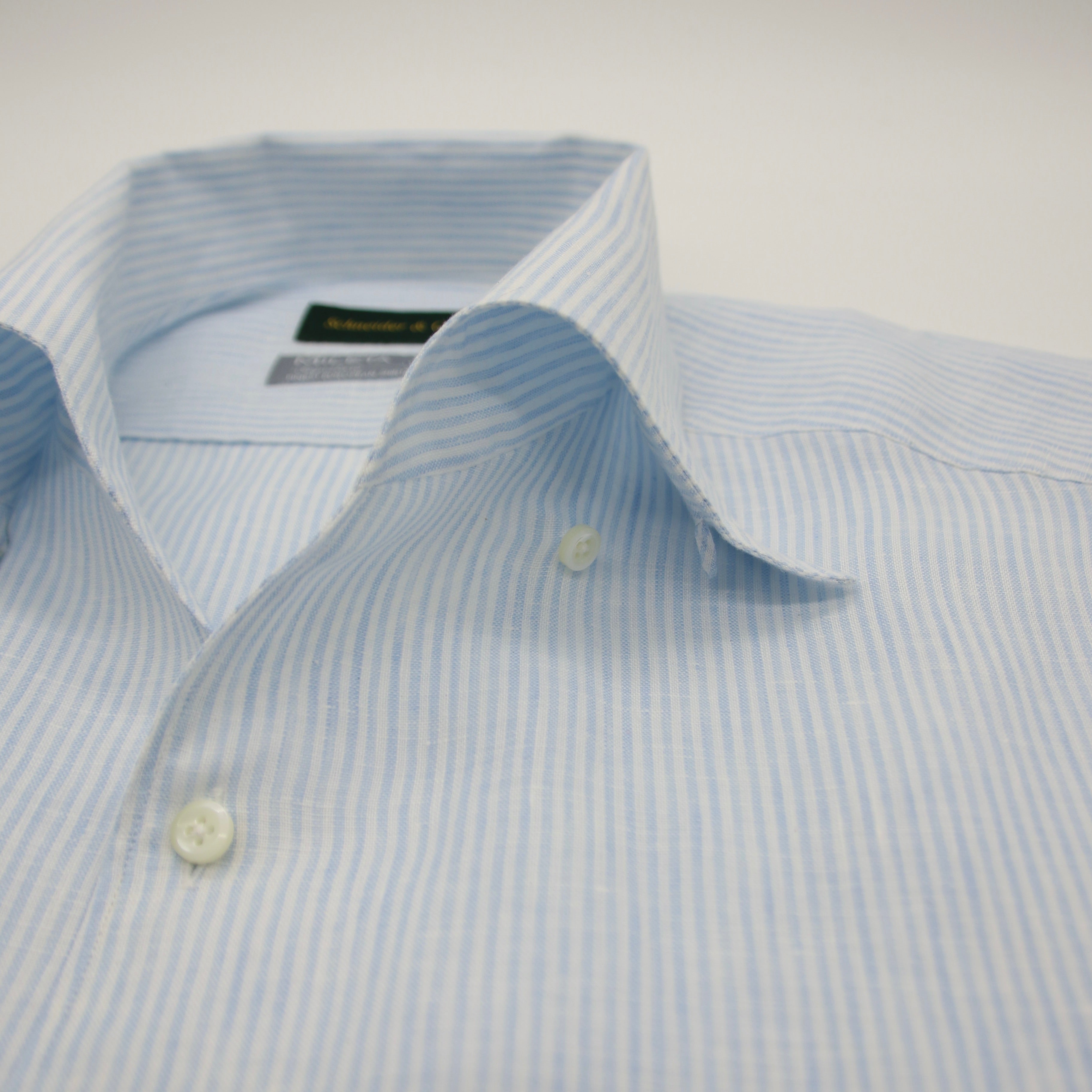 Blue Stripe Linen One-piece Collar Shirt