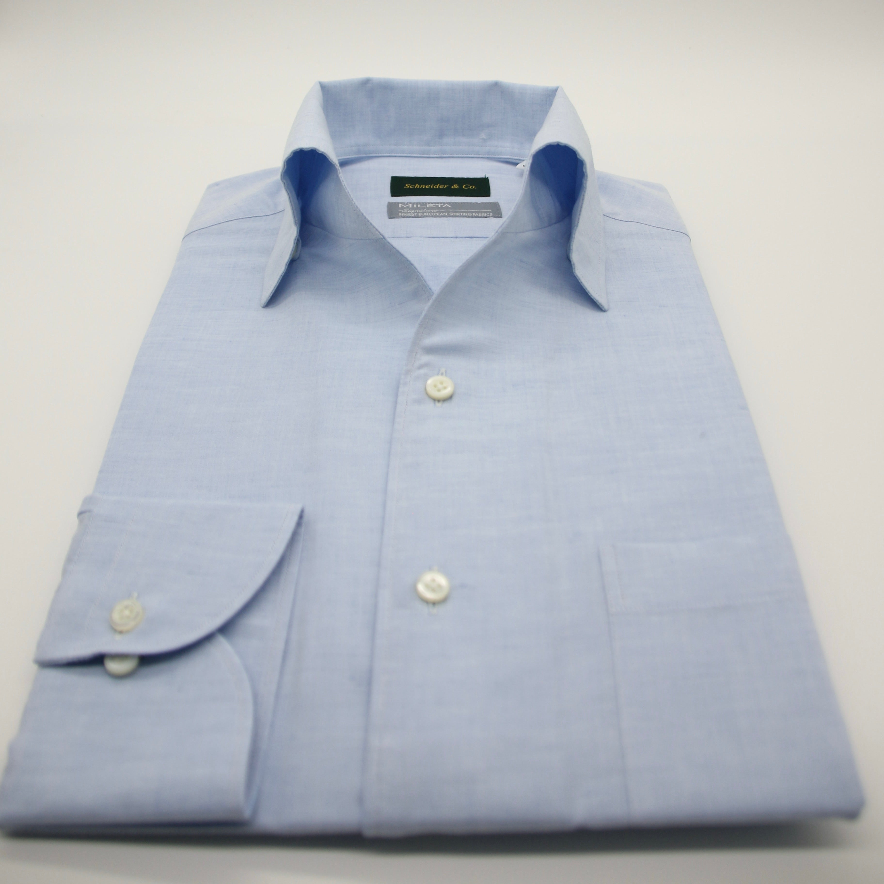 Cotton/Linen One-piece Collar Shirt Blue
