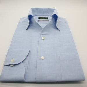 Cotton/Linen One-piece Collar Shirt Blue