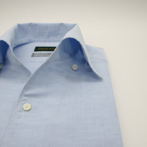 Cotton/Linen One-piece Collar Shirt Blue