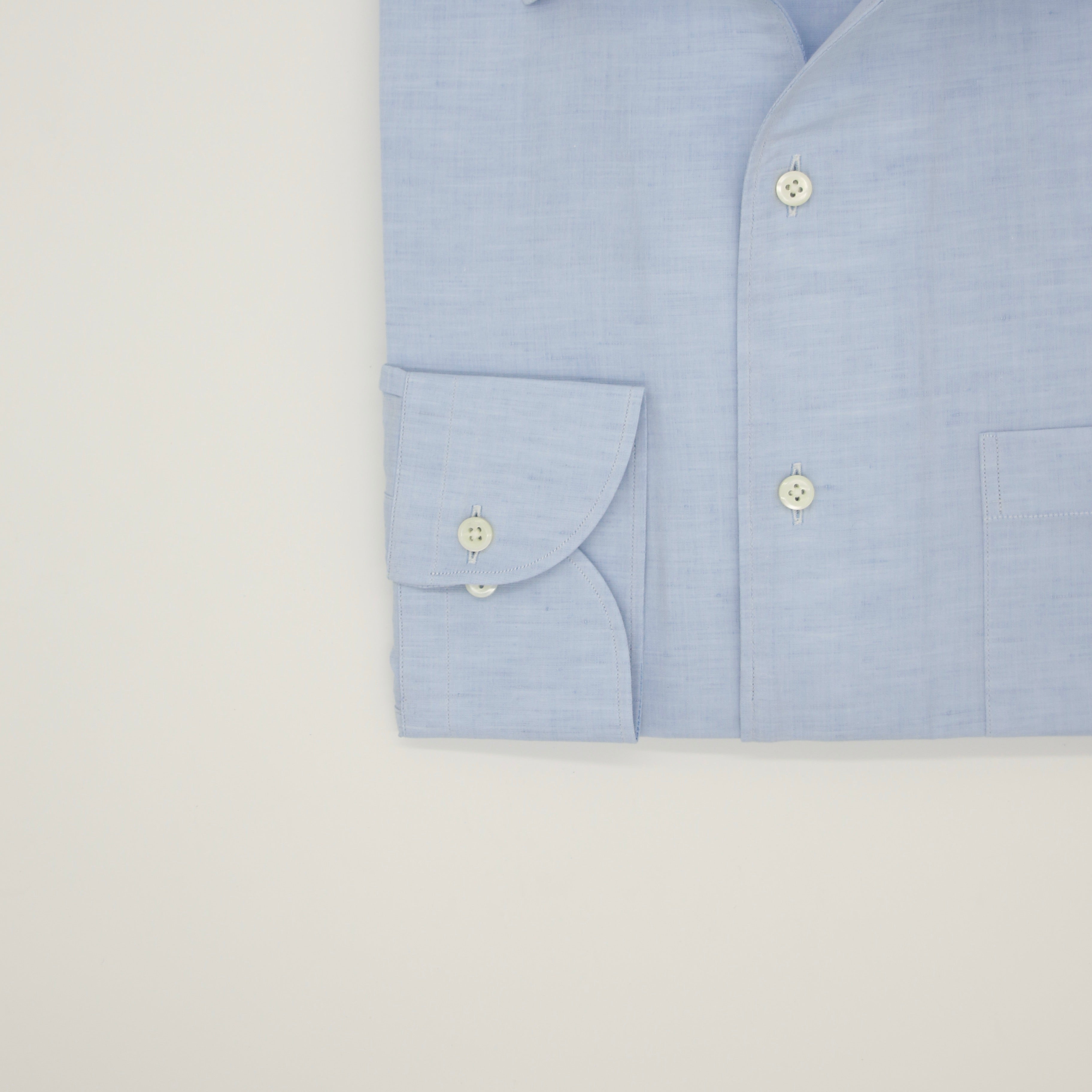 Cotton/Linen One-piece Collar Shirt Blue