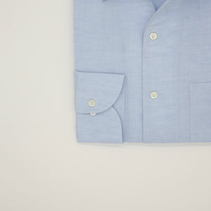 Cotton/Linen One-piece Collar Shirt Blue