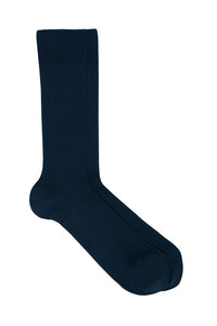 Rib Calf Length Socks Navy