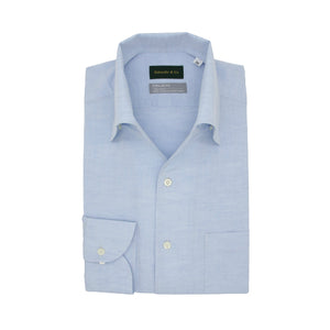 Cotton/Linen One-piece Collar Shirt Blue